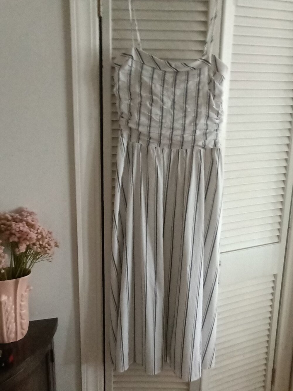 Wayf Sundress White and Navy Stripe M